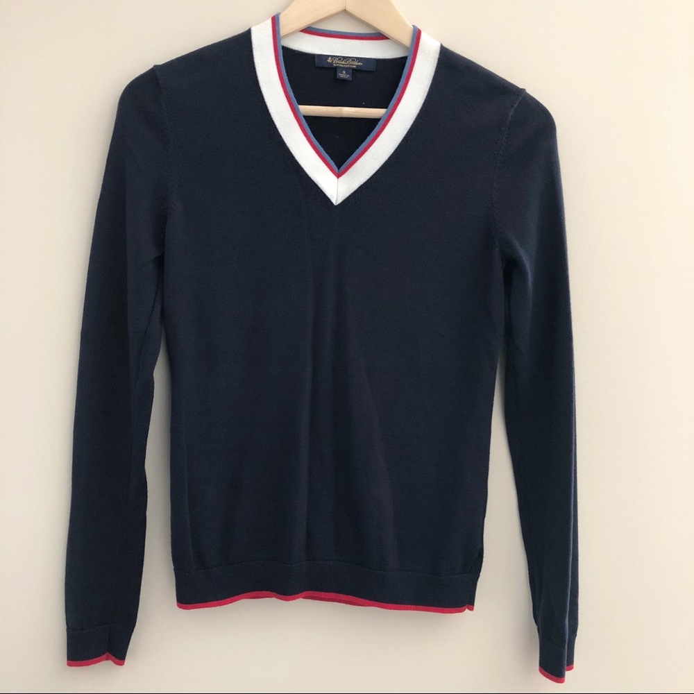 Brooks Brothers Navy V-Neck Sweater Size Small